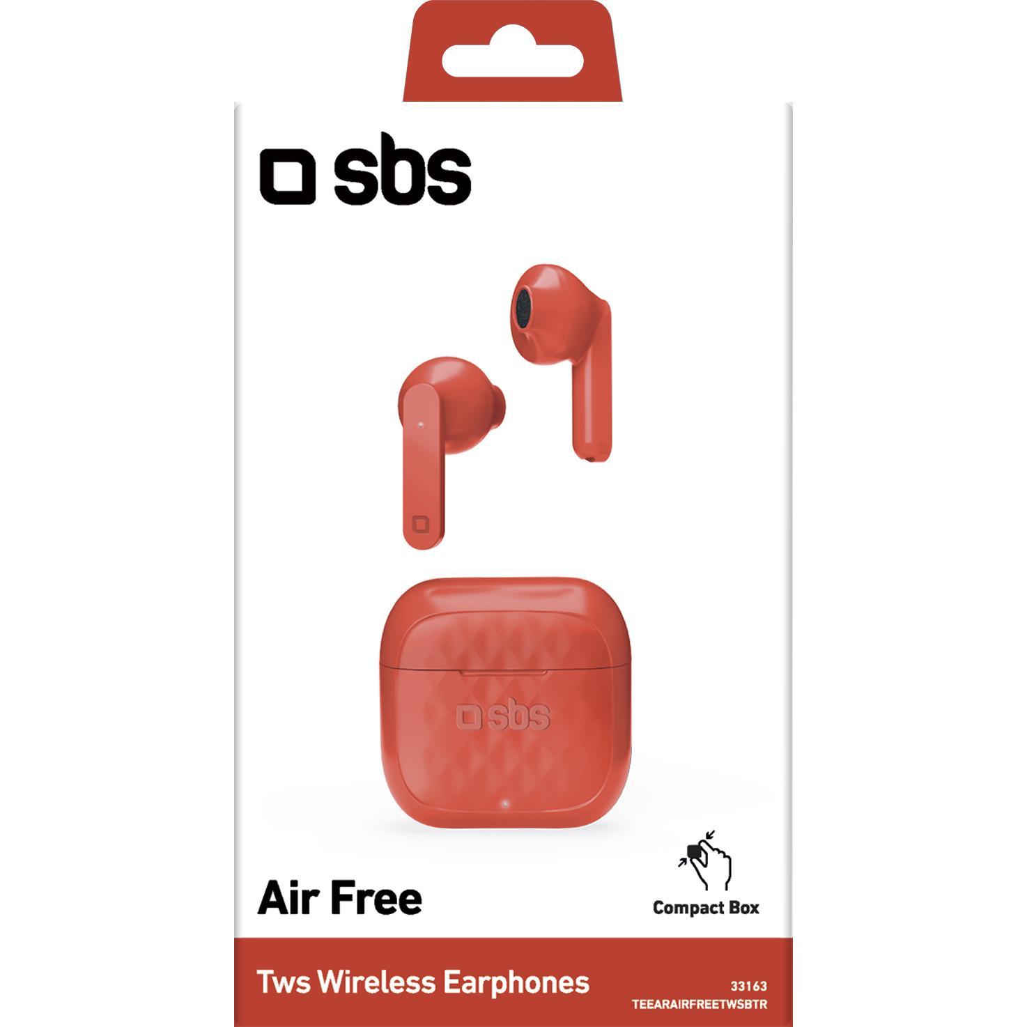 Thumbnail - SBS Air Free - TWS-Kopfhörer mit 250-mAh-Ladestation (24 h, Kabellos), Kopfhörer, Rot