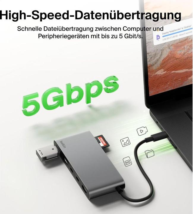 Immagine prodotto Belkin Connect 7-In-1 USB-C Hub Mit Dual USB-C Ports Silber (USB-C, 7 porte)