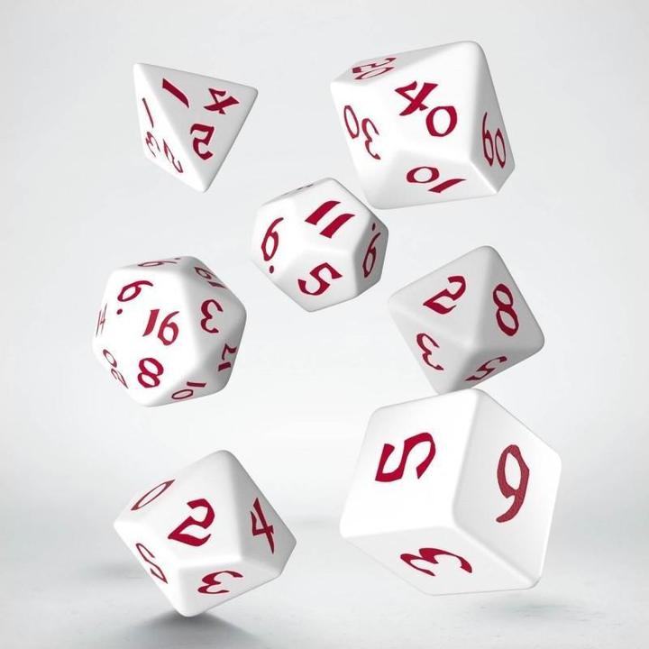 Q Workshop SCLR26 - Classic Runic white & red Dice Set (7 pieces)