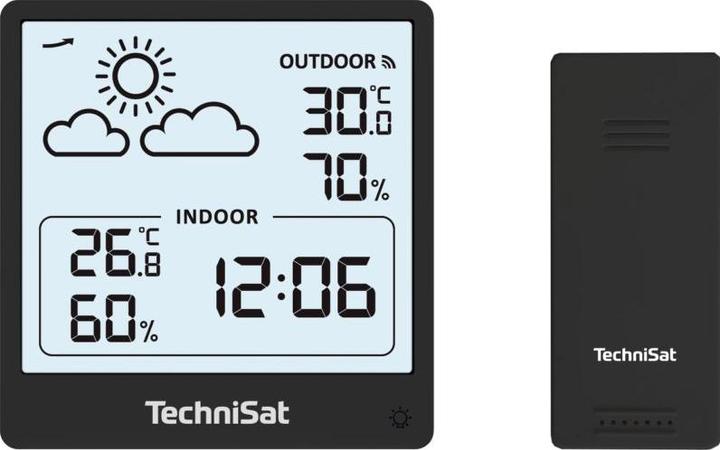 TechniSat iMETEO 200 schwarz / Wetterstation / LCD-Display / Temperatur / Luftfeuchtigkeit / 4X AA