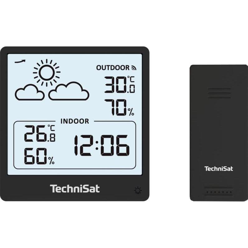 TechniSat iMETEO 200 schwarz / Wetterstation / LCD-Display / Temperatur / Luftfeuchtigkeit / 4X AA, Stazione meteo, Nero