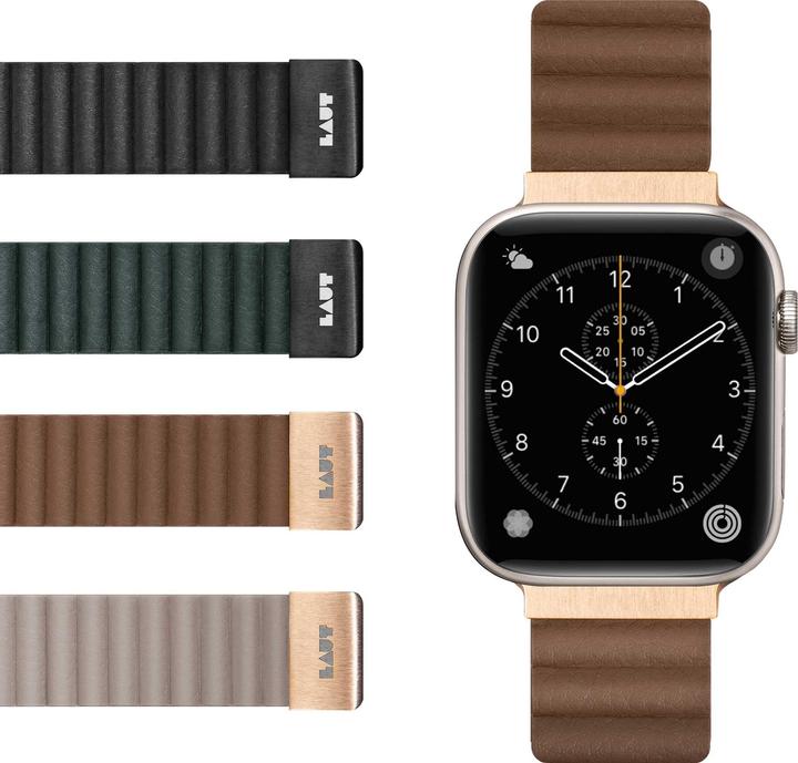 Actual product image Laut Apple Watch NOVI LUXE 42/44/45/49 mm, Sepia Brown (42 mm, 44 mm, 45 mm, 49 mm, Polyurethane (PU), Polycarbonate (PC), Metal)