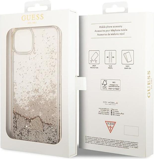 Produktbild Guess GUOHCP14SGLHFLGO iPhone 14 6,1" złoty/gold hardcase Glitter Charms (Apple iPhone 14)