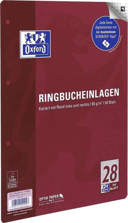 Actual product image Oxford Ring binder inserts, DIN A4, squared, 50 sheets