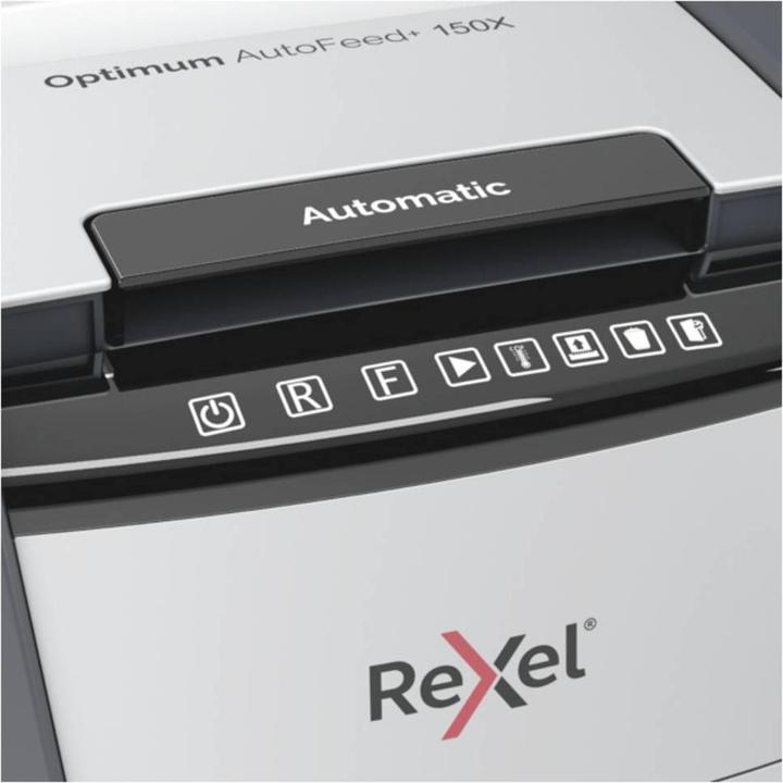 Productafbeelding Rexel Hakselaar Optimum AutoFeed+ 150X Deelsnede 4 x 28 mm 44 l Aantal vellen (max.): 150 Sic. (Gesneden deeltjes)