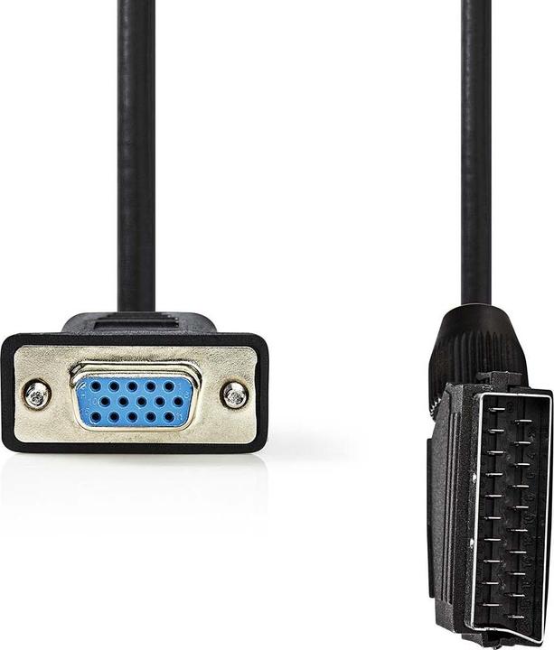 Actual product image Nedis SCART cable | SCART male | VGA female | Nickel-plated | 480p | 2.00 m | Round | PVC | Black | (2 m, Scart)