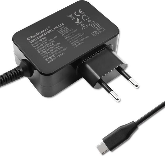 Image du produit Qoltec Ładowarka GaN POWER PRO | 1xUSB-C | 65W | 5-20V | 3-3.25A | Czarna (65 W, 1 portion)