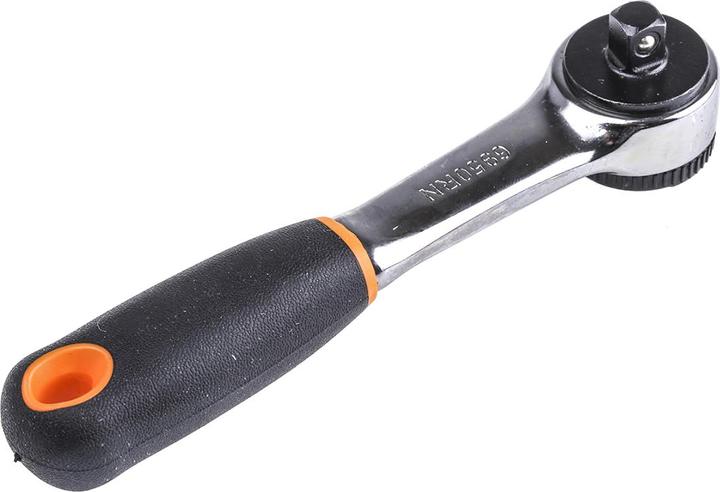 Produktbild Bahco 1/4"-Umschaltknarre mit rundem Knarrenkopf, 72 Zähnen und 5°-Rückschwenkwinkel, 120 mm