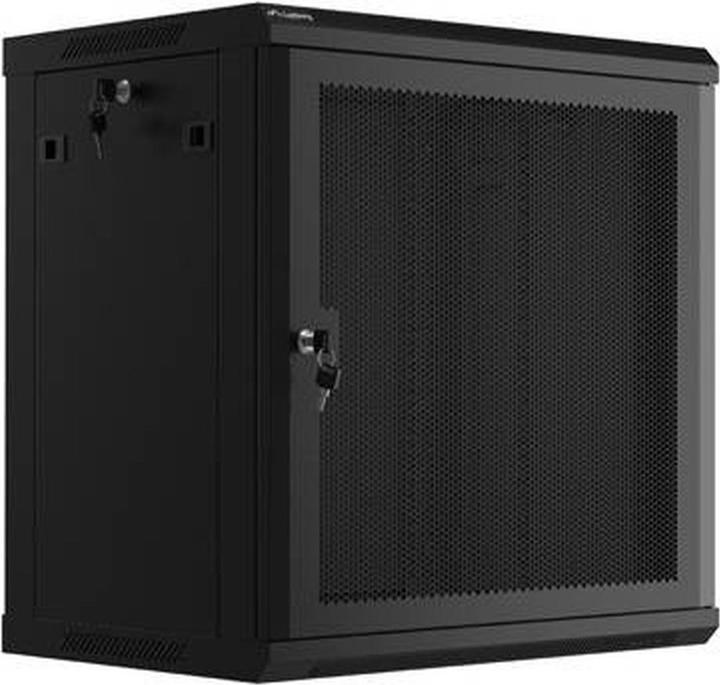 Lanberg Nástěnná jednodílná skříň 19", 12U/600x450, (v rozloženém stavu), perforované dveře, černá (12 HE, 19 Zoll Rack)