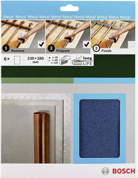 Produktbild Bosch Zubehör Handschleifpapier Metall, 230 x 280 mm, P40/80/120 (120, 40, 80)