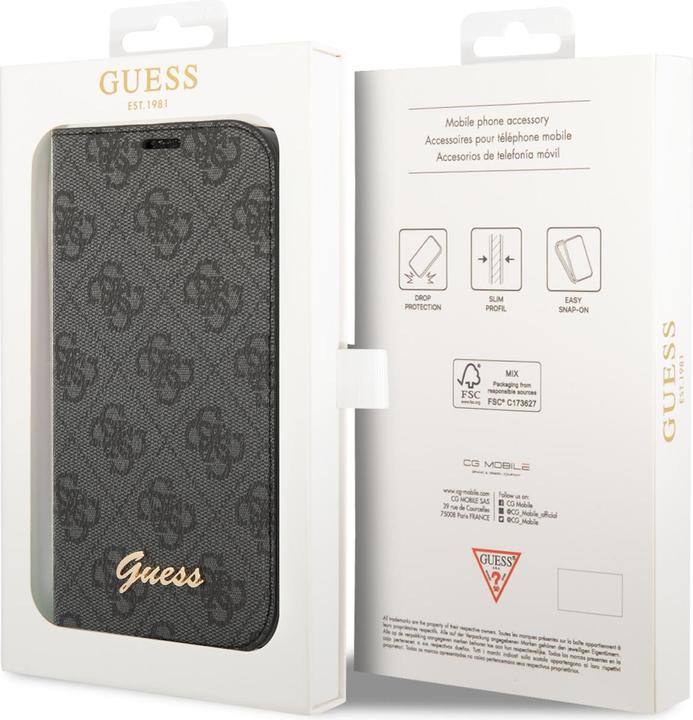 Produktbild Guess GUBKP14LHG4SHK iPhone 14 Pro 6,1" czarny/black book 4G Vintage Gold Logo (Apple iPhone 14 Pro)