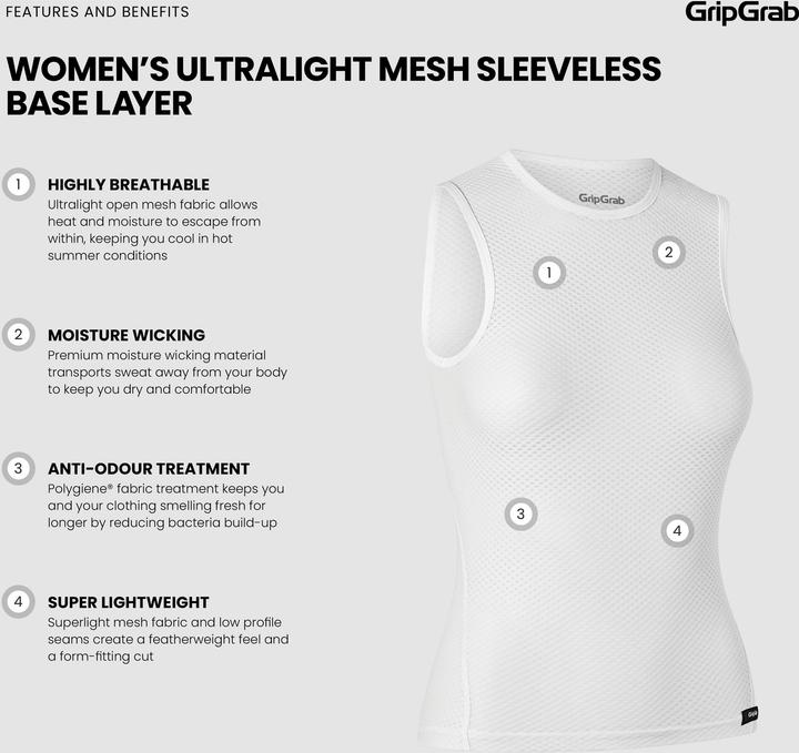Actual product image GripGrab Ultralight Sleeveless Mesh women's base layer vest (M)
