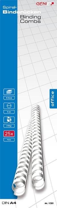 Genie 12381 Plastic binder spines (DIN A4 format suitable for all binding devices 12 mm) 25 pieces