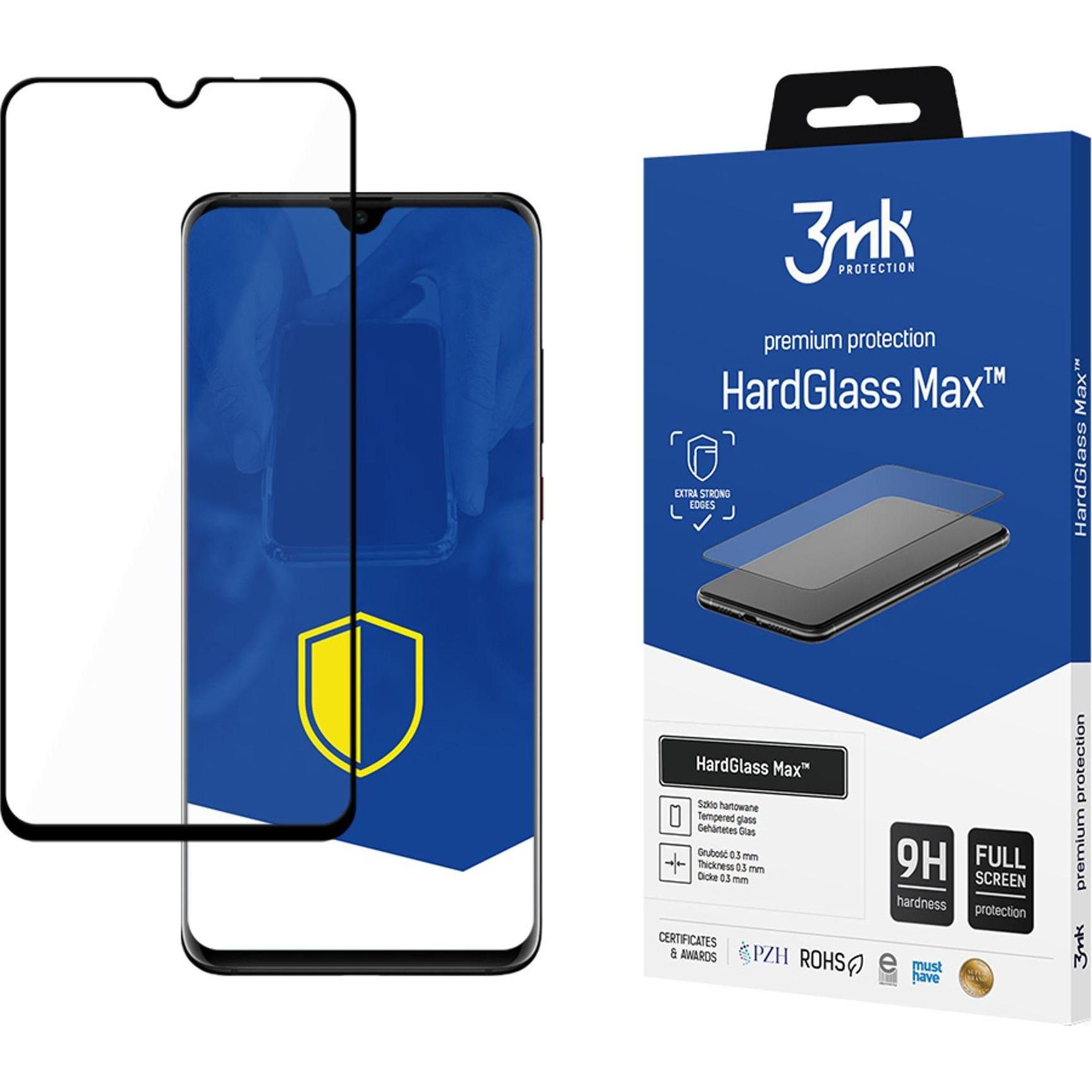 3MK HardGlass Max for Huawei P30 Pro black frame (1 Stück, Huawei P30 Pro), Smartphone Schutzfolie, Schwarz