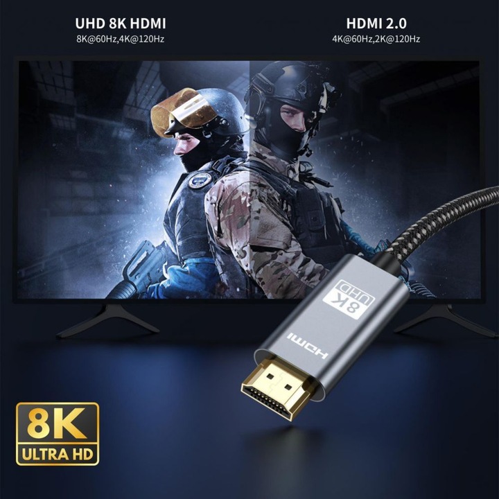Produktbild Tech-Protect UltraBoost HDMI 2.1 / HDMI 2.1 4K 120Hz / 8K 60HZ Cable 1m - Black (1 m, HDMI)