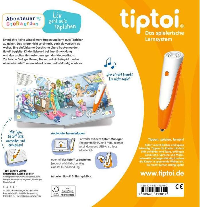 Actual product image tiptoi Abenteuer Grosswerden: Liv geht aufs Töpfchen (German, Sandra Grimm, Stéffie Becker, 2025)