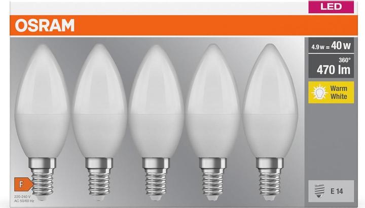 Actual product image Osram Classic B (E14, 4.90 W, 470 lm, 5 x, F)