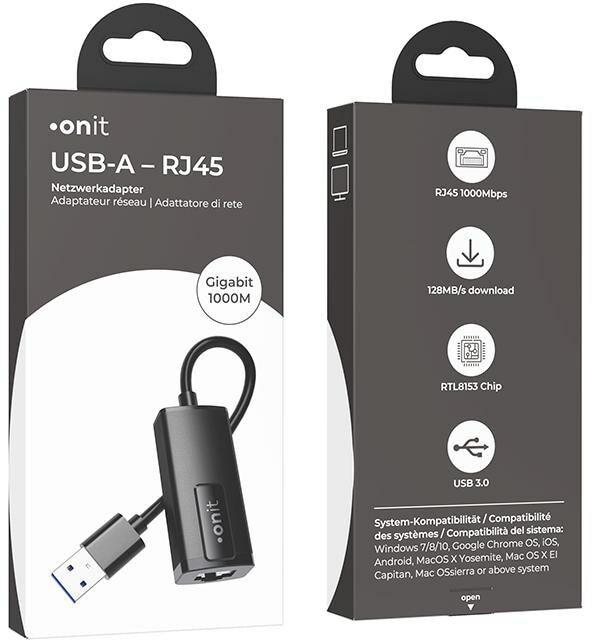 Image du produit Onit Netzwerk-Adapter USB-A – RJ45 (USB, RJ45 (1x))