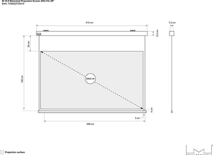 Produktbild Multibrackets M Motorized Projection Screen Deluxe (90", 16:9)