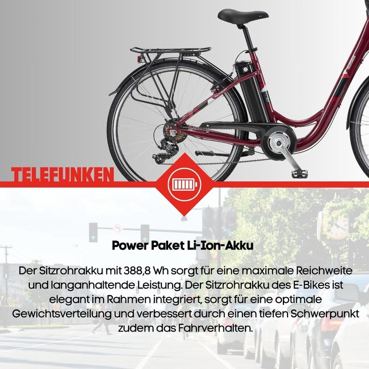 Produktbild Telefunken Multitalent RC822, City E-Bike, Motor power 250 W, Wheel size 28 ", Warranty 24 month(s), Red (48 cm)
