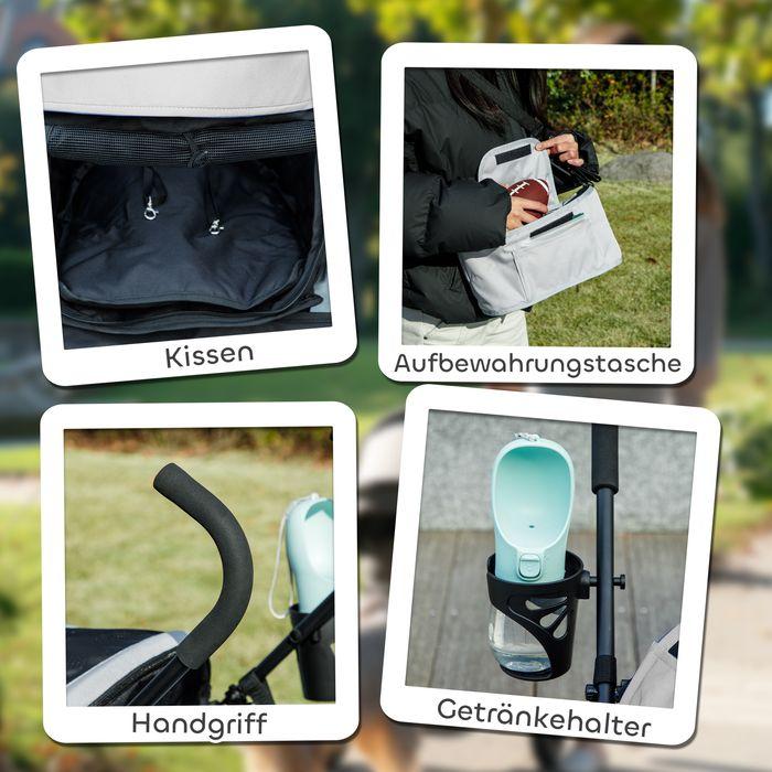 Actual product image Swisshandel24 Hundewagen Hundebuggy klappbar für Hunde & Katzen bis 4 kg Hellgrau (Cat, Dog, Foldable, Safety closure, Washable)