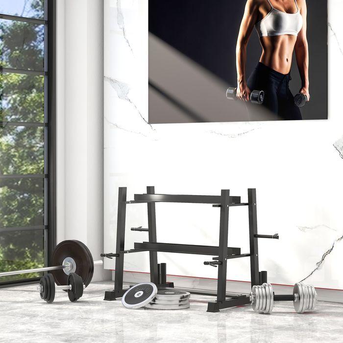 Actual product image Swisshandel24 Dumbbell rack, dumbbell rack with 3 shelves, dumbbell rack, load capacity up to 200 kg, steel, black