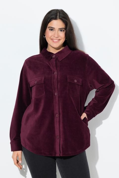 Image du produit Ulla Popken Chemise à manches longues en velours côtelé, poches et col chemise (50, 52)