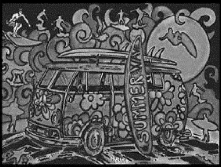Immagine prodotto ColorVelvet Minibus da colorare con tavola da surf
