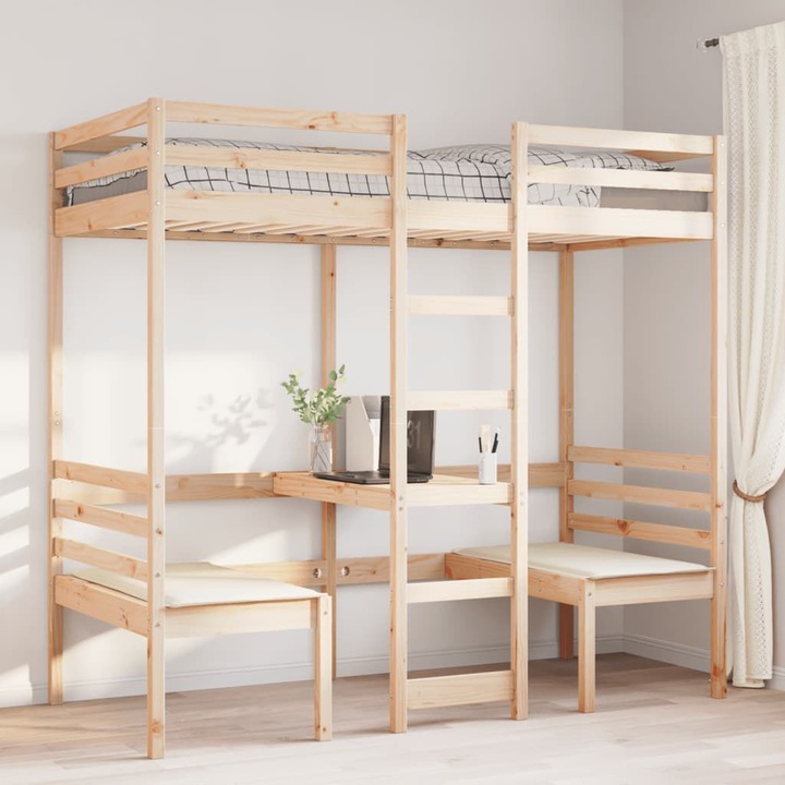 Image du produit VidaXL Lit superposé avec bureau & chaises (90 x 200 cm)