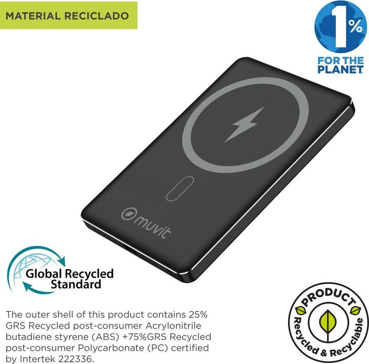 Immagine prodotto Muvit Powerbank for Change Schwarz Aluminium 5000 mAh (5000 mAh, 15 W)