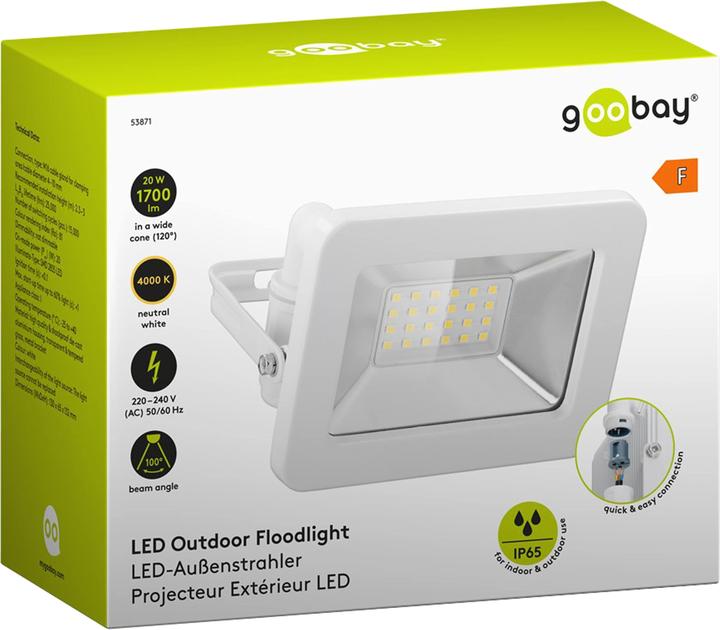 Image du produit Goobay Projecteur d'extérieur à LED, 20 W (1706 lm, IP65)
