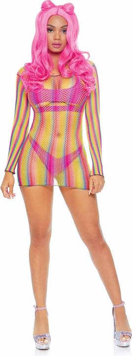 Productafbeelding Leg Avenue Regenboog visnet mini jurkje (Eén maat voor iedereen)