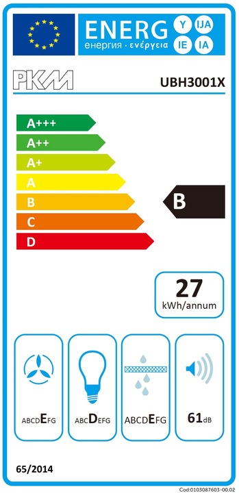 Energie-Label PKM Insul (Unterbauhaube)