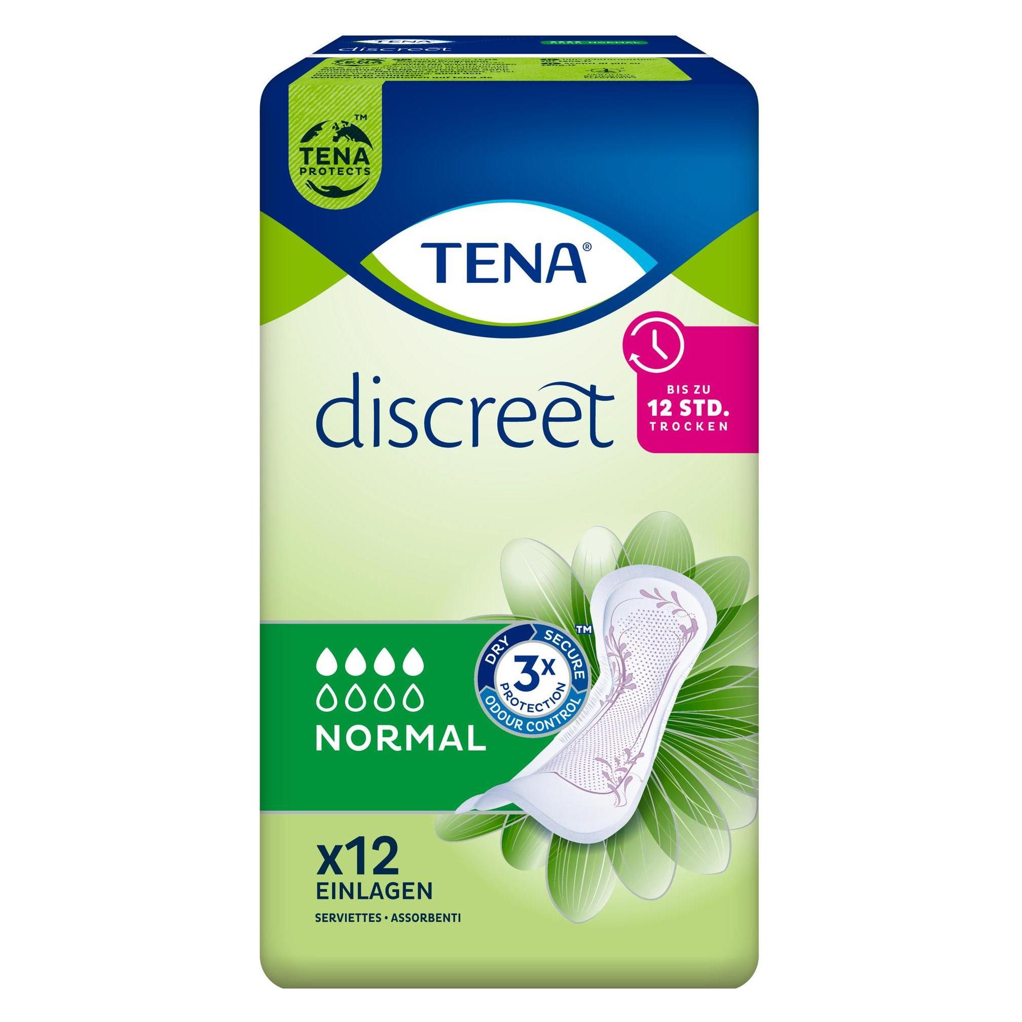 Tena, Inkontinenzhygiene, Inkontinenz Einlagen Discreet Normal 12 Stück (12x, Normal)