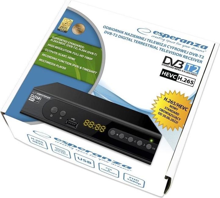 Produktbild Esperanza EV106R TV set-top box Cable Black (DVB-T2)