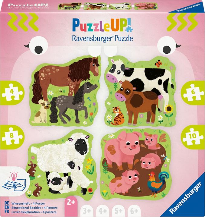 Produktbild Ravensburger Puzzle UP! Bauernhoftiere von, 12004001 - 4 konturgeformte Puzzles mit 4, 6, 8, 10