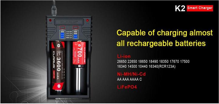 Actual product image Klarus Smart Charger K2 charger (1 pcs., Battery + charger)