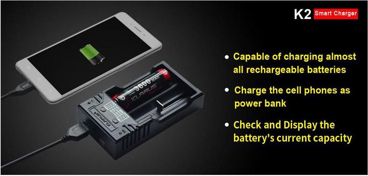 Actual product image Klarus Smart Charger K2 charger (1 pcs., Battery + charger)