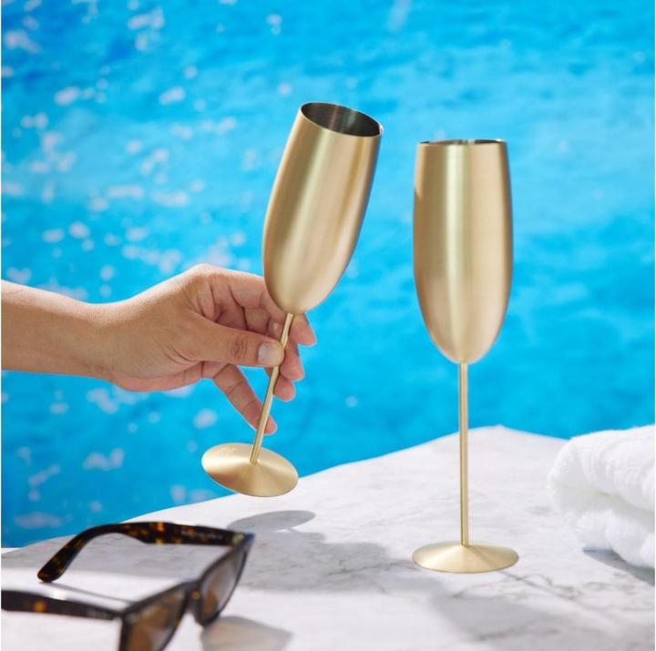 Produktbild Oak & Steel 4 Edelstahl Sektglaeser (28.50 cl, 4 Gläser, Sektgläser)