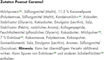 Nährwerte und Zutaten ESN Designer (Erdnuss-Caramel, 12 Stk., 540 g)