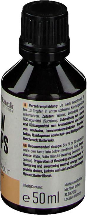 Nährwerte und Zutaten Body Attack Flav Drops (Butter Biscuit, 1 Stk.)