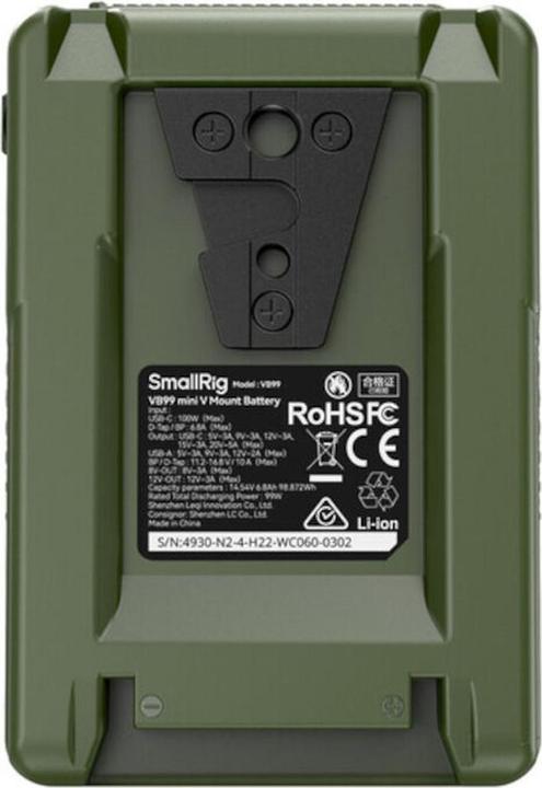 Actual product image SmallRig VB99 mini V Mount Batteryï¼Greenï¼4930 (Camera battery)