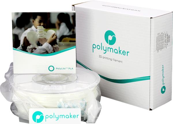 Produktbild Polymaker PolyLite PLA - White - 1.75mm (PLA, 1.75 mm, 1000 g, Weiss)