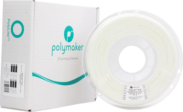 Produktbild Polymaker PolyLite PLA - White - 1.75mm (PLA, 1.75 mm, 1000 g, Weiss)