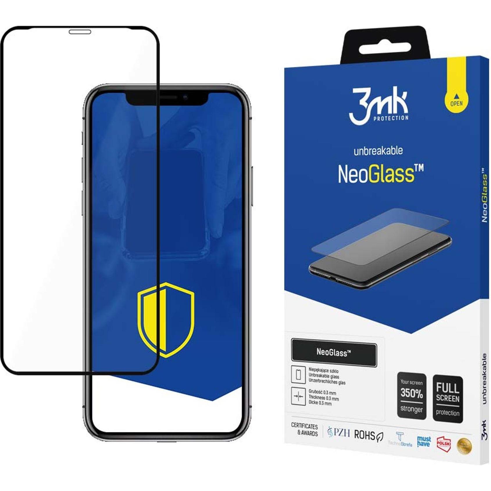 3MK NeoGlass for iPhone X / XS black frame (1 Stück, Apple iPhone X), Smartphone Schutzfolie, Schwarz