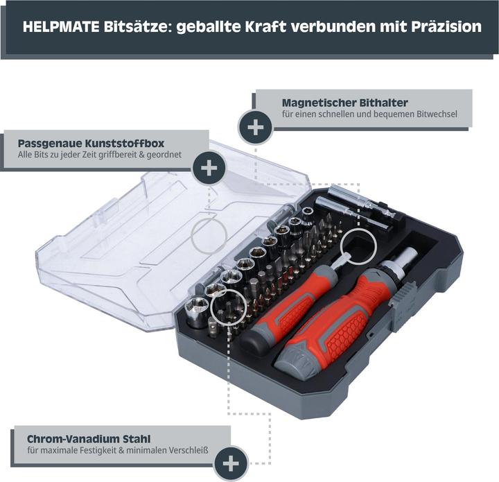 Produktbild Helpmate Steckschlüssel- und Bitsatz, 49-teilig