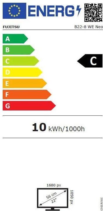Energielabel Fujitsu B-Line B22-8 WE Neo (1680 x 1050 pixels, 22")