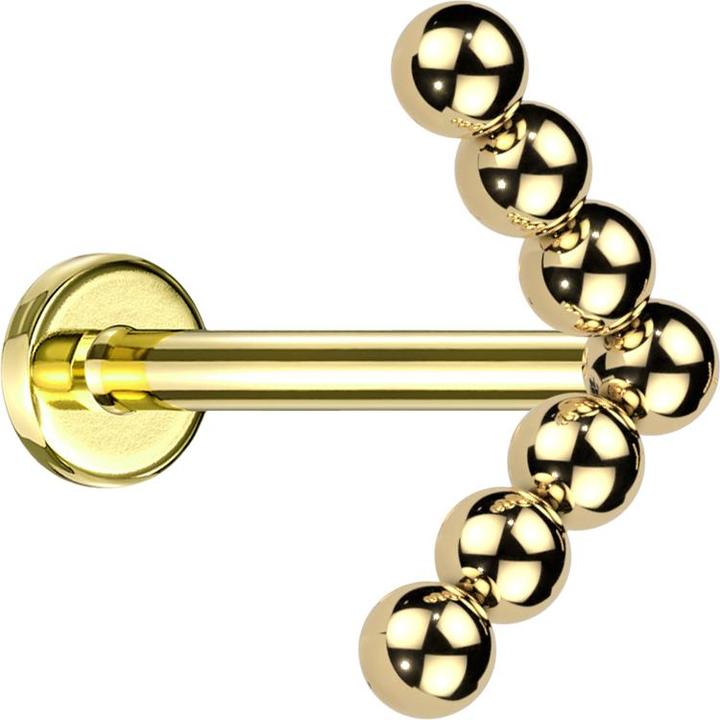Immagine prodotto Star Piercing Micro Labret con filettatura interna e sfere angolari placcate in oro (senza ottone, Titanio)