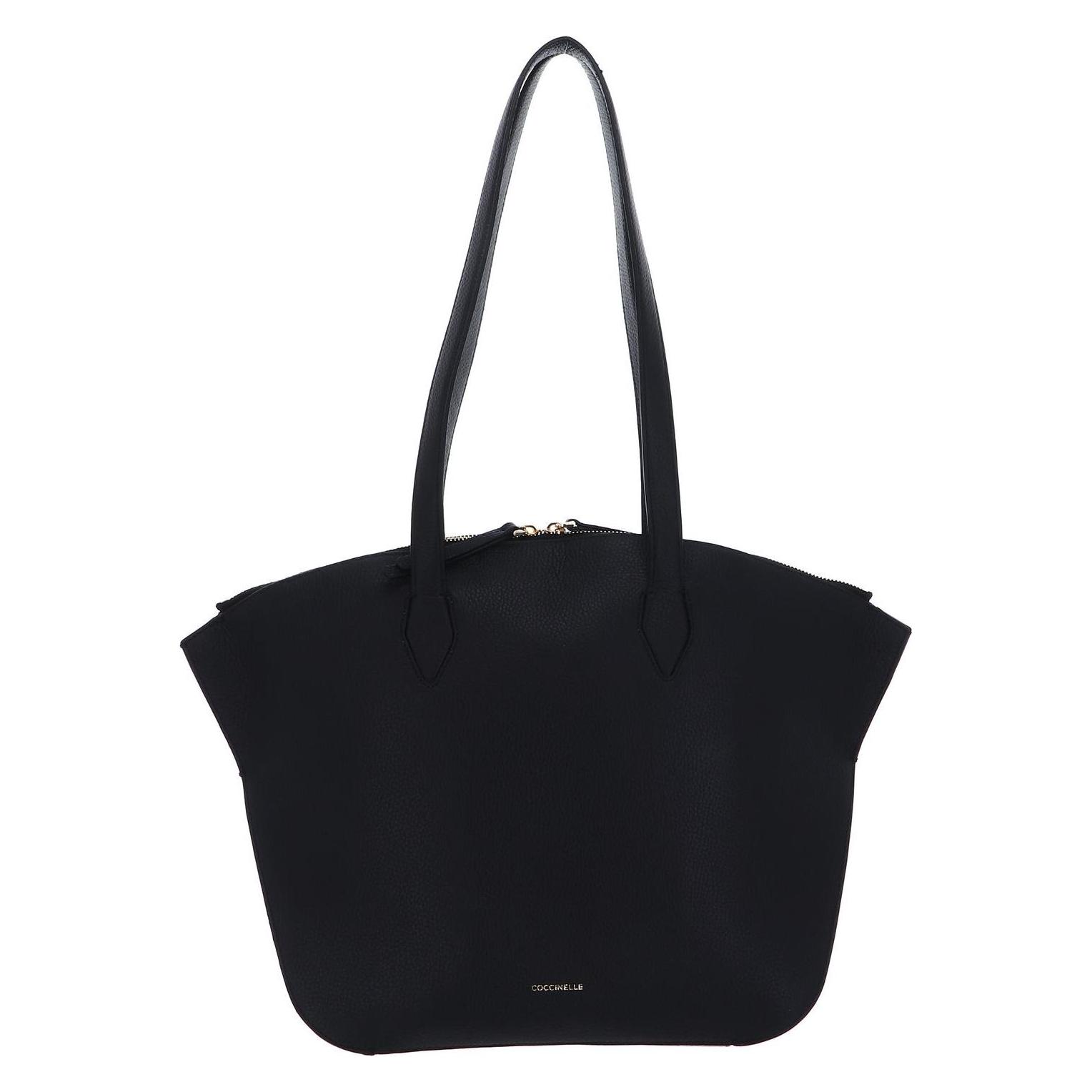 Coccinelle, Damen, Tasche, Flare Shoulder Bag Grained Leather, Schwarz