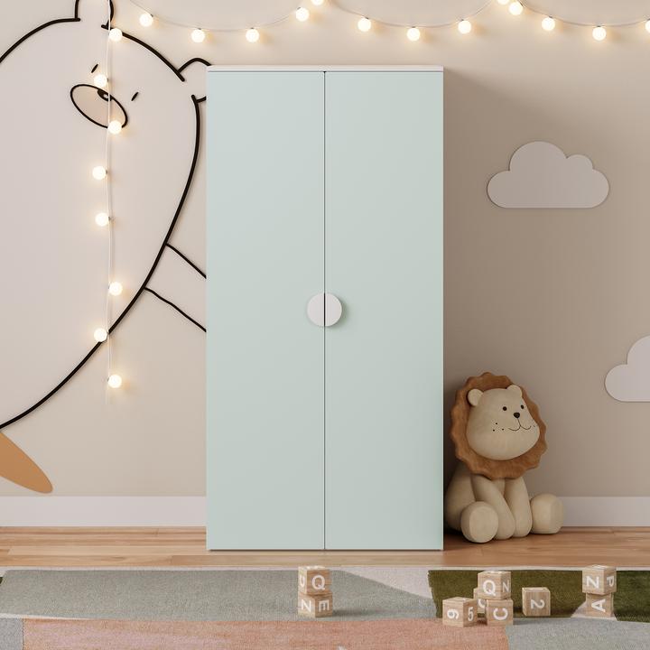 Image du produit En.Casa Kinderkleiderschrank Sandnes 123x60x40 cm Weiss/Mintgrün (60 cm)